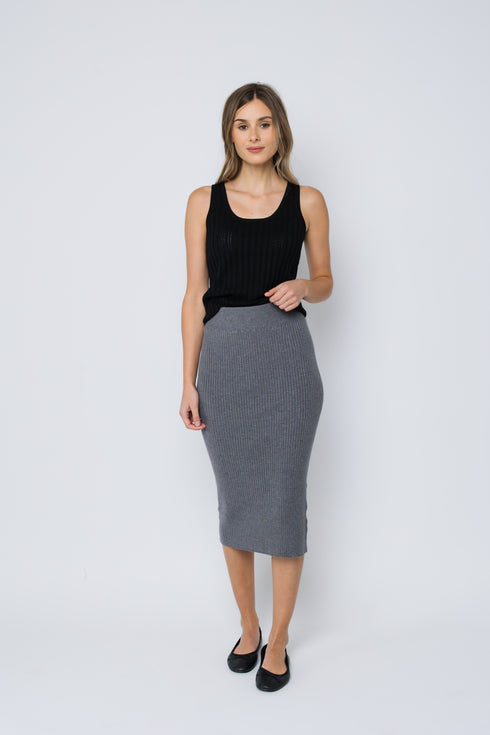Lynne-Rib Knit Midi Skirt